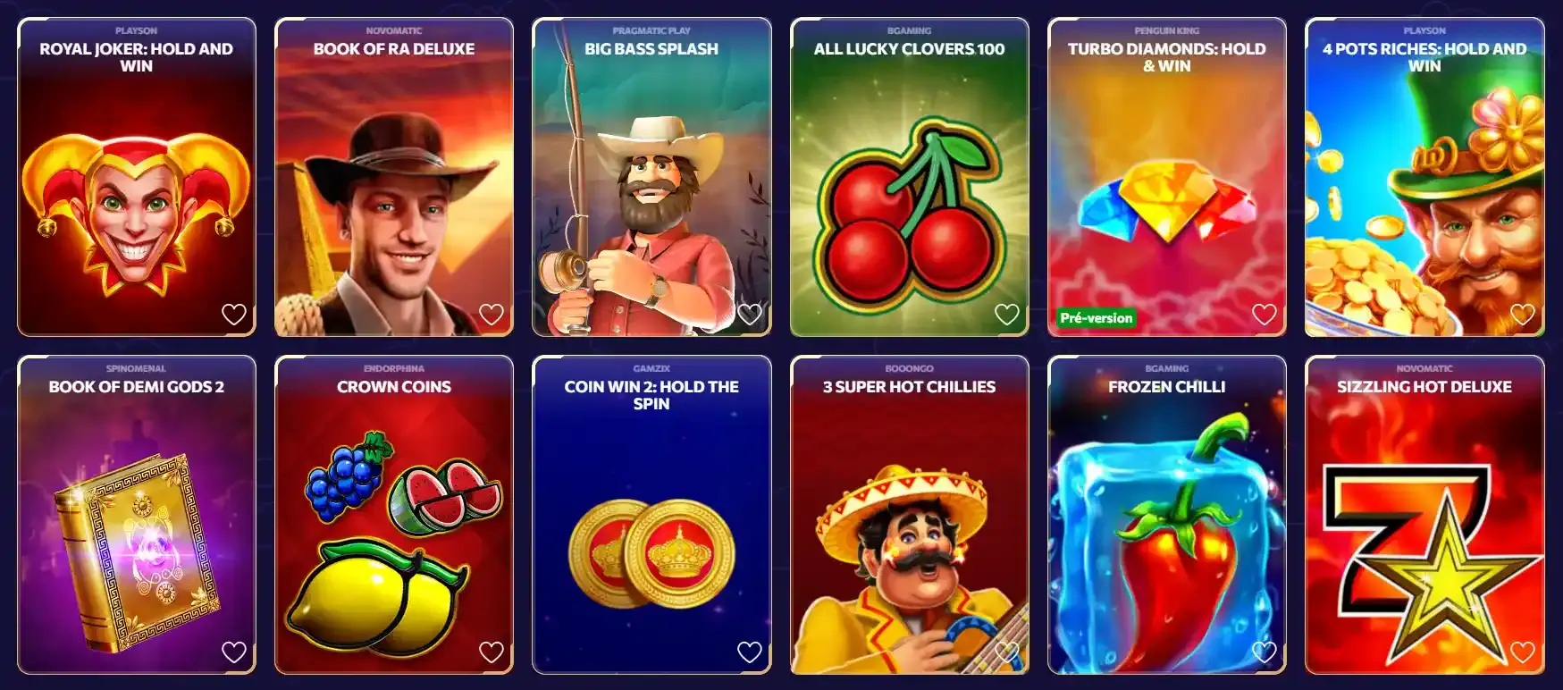 winairlines casino slots lobby with popular titles